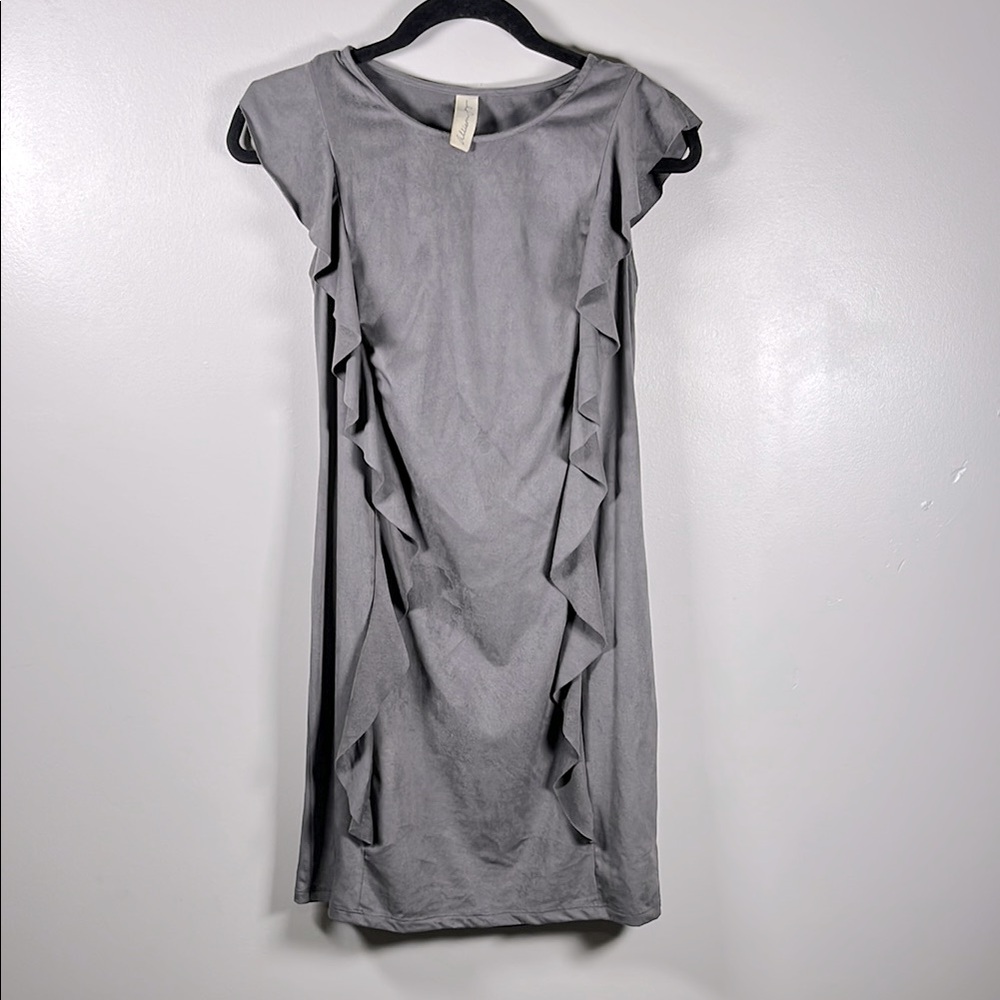 Allison Joy Gray Ruffled Sheath Mini Dress Sz Xs.